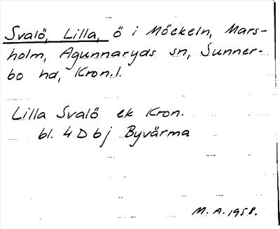 Bild på arkivkortet för arkivposten Svalö, Lilla