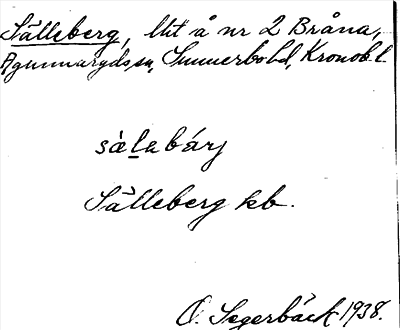 Bild på arkivkortet för arkivposten Sälleberg