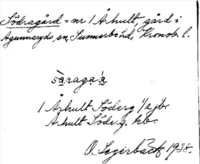 Bild på arkivkortet för arkivposten Södragård