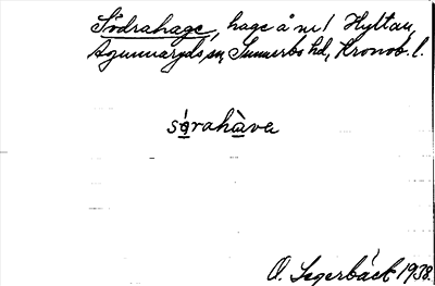 Bild på arkivkortet för arkivposten Södrahage