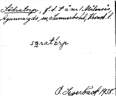 Bild på arkivkortet för arkivposten Södratorp