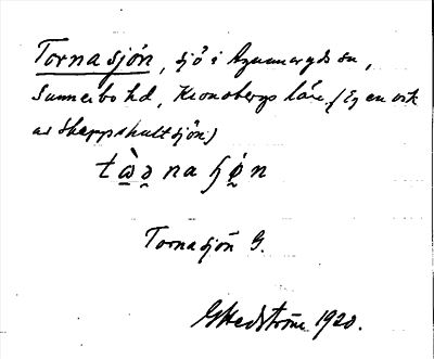 Bild på arkivkortet för arkivposten Tornasjön