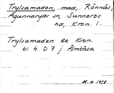 Bild på arkivkortet för arkivposten Trylsamaden
