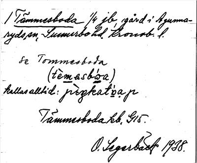 Bild på arkivkortet för arkivposten Tämmesboda