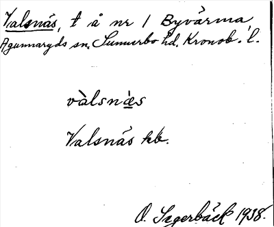 Bild på arkivkortet för arkivposten Valsnäs
