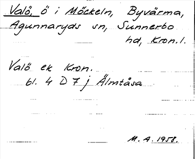 Bild på arkivkortet för arkivposten Valö
