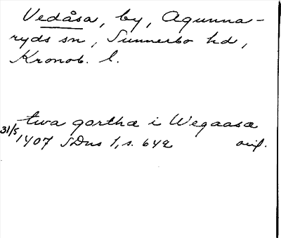 Bild på arkivkortet för arkivposten Vedåsa