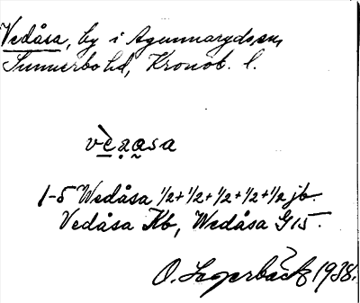 Bild på arkivkortet för arkivposten Vedåsa
