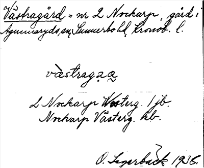 Bild på arkivkortet för arkivposten Våstragård