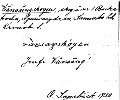 Bild på arkivkortet för arkivposten Vänsängskogen