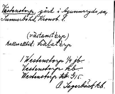 Bild på arkivkortet för arkivposten Västenstorp