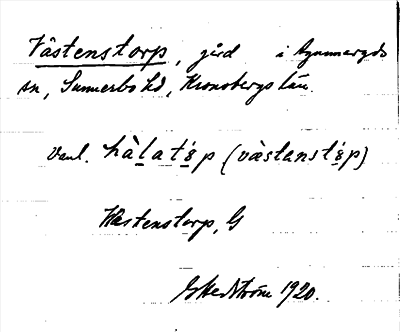 Bild på arkivkortet för arkivposten Västenstorp