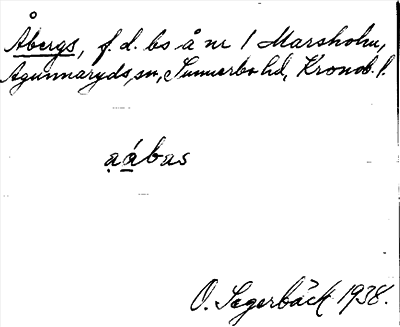 Bild på arkivkortet för arkivposten Åbergs