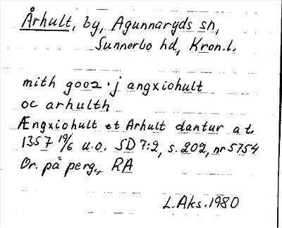 Bild på arkivkortet för arkivposten Århult