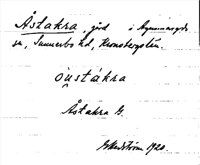 Bild på arkivkortet för arkivposten Åstakra
