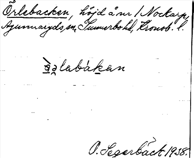 Bild på arkivkortet för arkivposten Örlebacken
