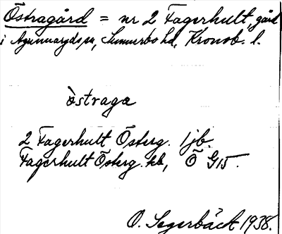Bild på arkivkortet för arkivposten Östragård