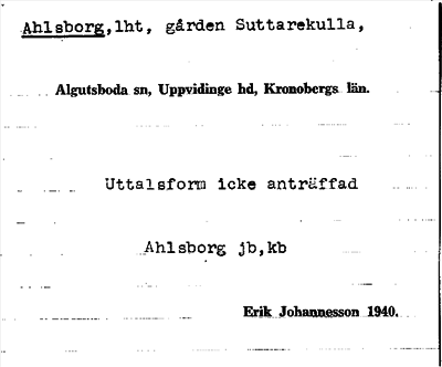 Bild på arkivkortet för arkivposten Ahlsborg