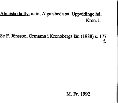Bild på arkivkortet för arkivposten Algutsboda fly