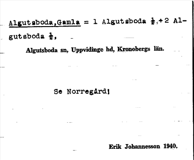 Bild på arkivkortet för arkivposten Algutsboda Gamla, se Norregård