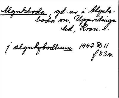 Bild på arkivkortet för arkivposten Algutsboda