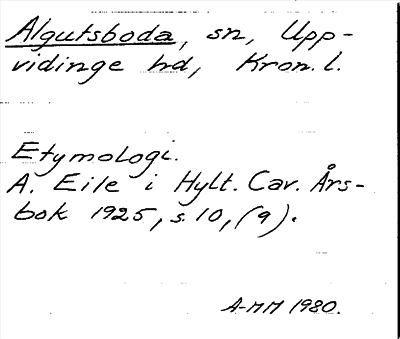 Bild på arkivkortet för arkivposten Algutsboda