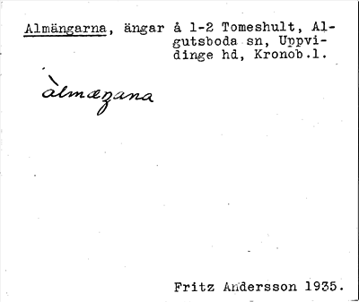 Bild på arkivkortet för arkivposten Almängarna