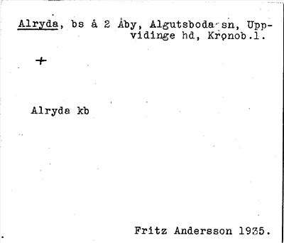 Bild på arkivkortet för arkivposten Alryda