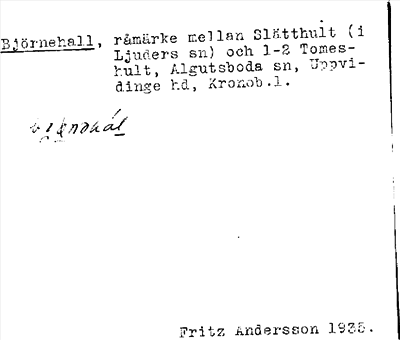 Bild på arkivkortet för arkivposten Björnehall