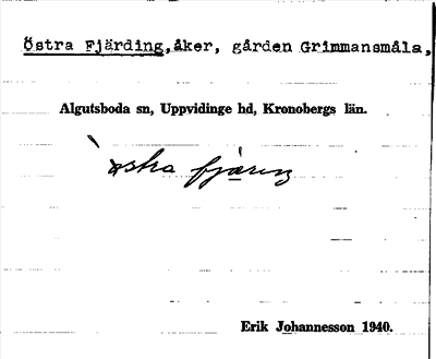 Bild på arkivkortet för arkivposten Östra Fjärding