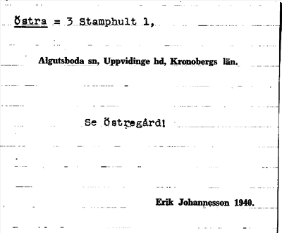 Bild på arkivkortet för arkivposten Östra, se Östregård