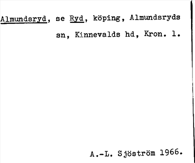 Bild på arkivkortet för arkivposten Almundsryd, se Ryd