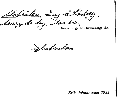 Bild på arkivkortet för arkivposten Alebråten