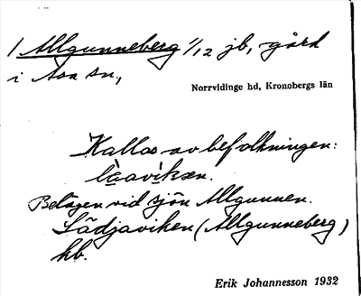 Bild på arkivkortet för arkivposten Allgrunneberg