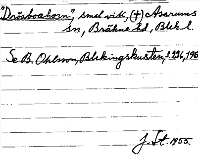Bild på arkivkortet för arkivposten »Drösboahorn»