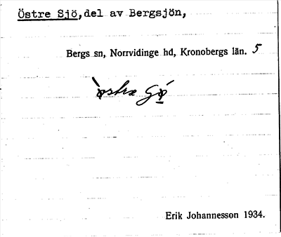 Bild på arkivkortet för arkivposten Östre Sjö