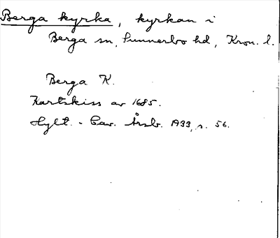 Bild på arkivkortet för arkivposten Berga kyrka