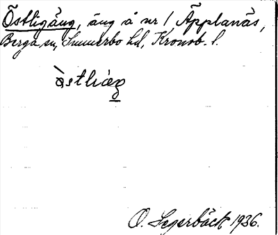 Bild på arkivkortet för arkivposten Östligäng