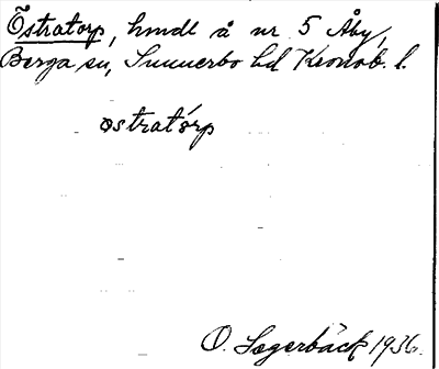 Bild på arkivkortet för arkivposten Östratorp