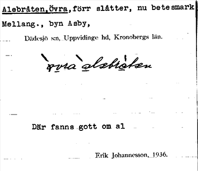 Bild på arkivkortet för arkivposten Alebråten, Övra