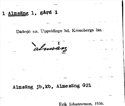Bild på arkivkortet för arkivposten Almsäng
