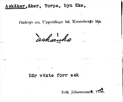 Bild på arkivkortet för arkivposten Askåker
