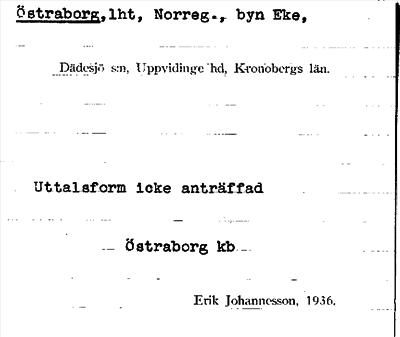 Bild på arkivkortet för arkivposten Östraborg