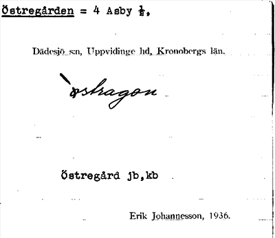 Bild på arkivkortet för arkivposten Östregården