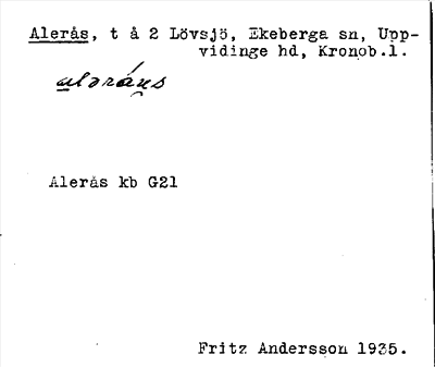 Bild på arkivkortet för arkivposten Alerås