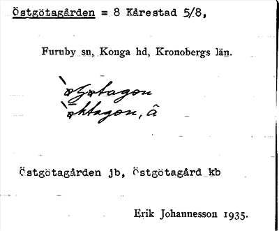 Bild på arkivkortet för arkivposten Östgötagården = 8 Kårestad