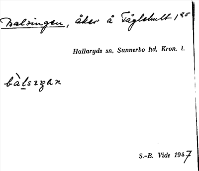 Bild på arkivkortet för arkivposten Balsingen