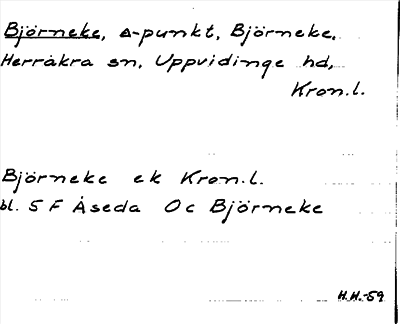 Bild på arkivkortet för arkivposten Björneke