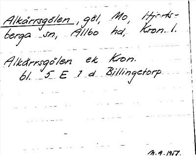Bild på arkivkortet för arkivposten Alkärrsgölen
