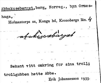 Bild på arkivkortet för arkivposten Abbakuseberget